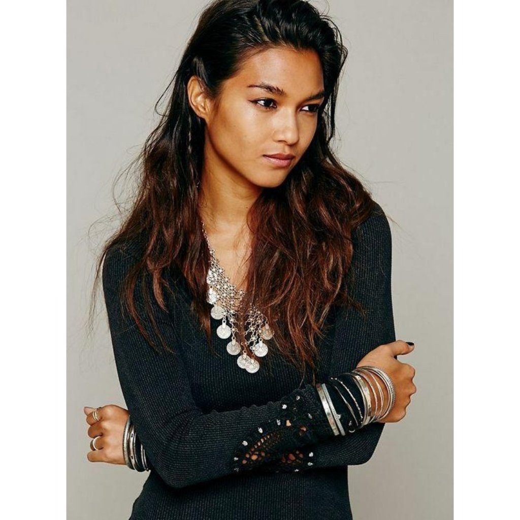 Free People Black Synergy Crochet Cuff Thermal